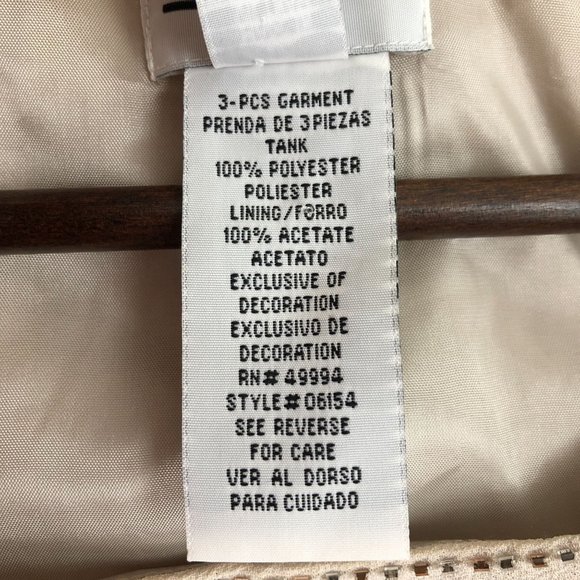 R&M Richards Women's Size 12 Beige Embroidered Round Neck Sleeveless Blouse - Picture 9 of 12